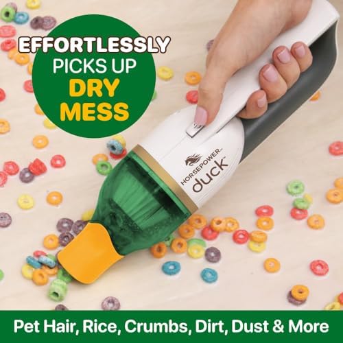 Duck Compact Cordless Vacuum, Ultra-Powerful Upgraded Battery for Extra-Long Run Time, AS SEEN ON TV, Strong Suction, Easy to Store, Portable & Rechargeable. Home & Auto (Duck Gold)