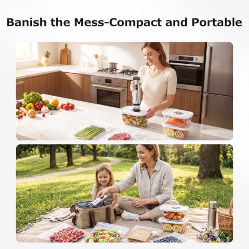 Handheld Vacuum Sealer with 30 Bags & 3 Containers