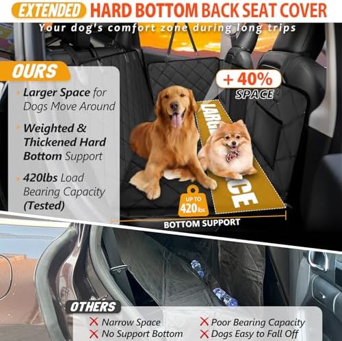 Hard Bottom Dog Car Seat Cover for Back Seat, Back Seat Extender