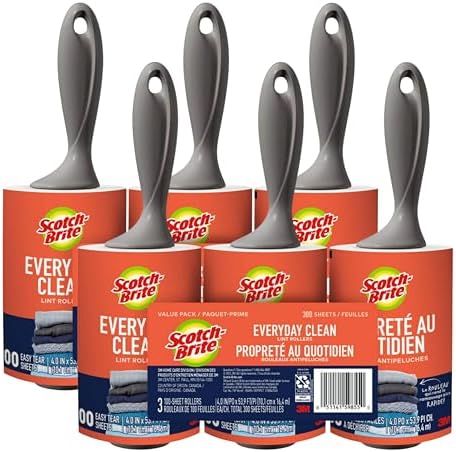 Lint Rollers, 100 Sheets per Roller, Pack of 6 (600 Total Sheets) – Mega Value Lint Remover Pack for Pet Hair, Clothes & Furniture