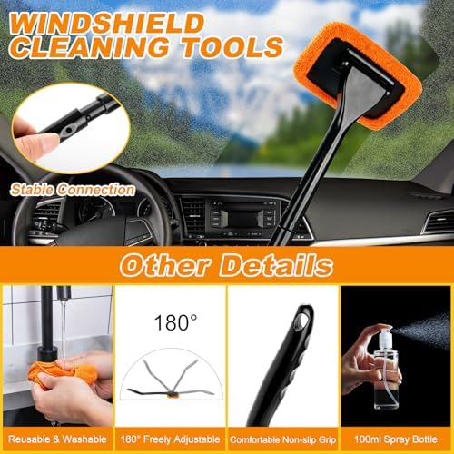 Car Wash Detailing Kit Cleaning Set with Foam Gun Sprayer, Long-Handle Brush, Large Wash Mitt, Towels, Complete Interior & Exterior Car Washing Supply Set (Orange)
