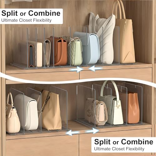Bag & Purse Organizer for Closet: Adjustable Clear Dividers