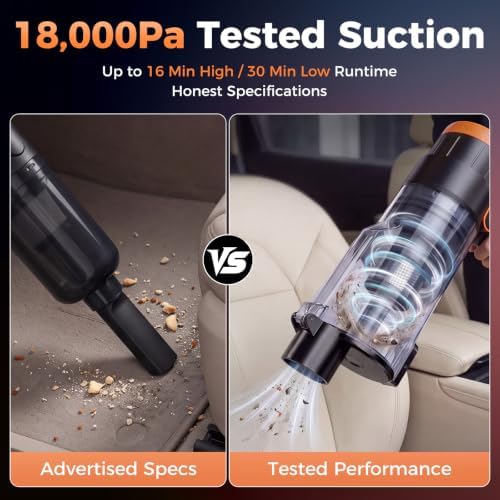 Cordless Handheld Vacuum, 18000Pa Car Vacuum Brushless Motor