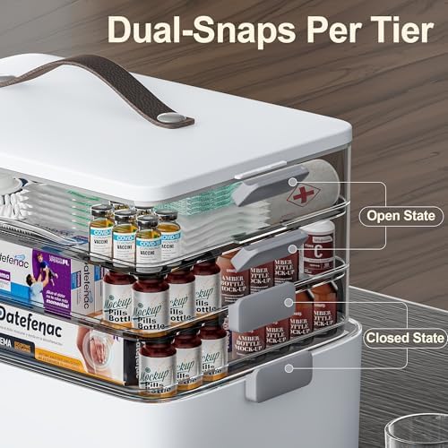 4-Tier Medicine Organizer - Portable Medicine Cabinet with Handle