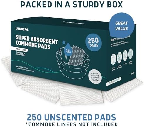 Super Absorbent Commode Pads - Medical Grade Value Pack 250 Count