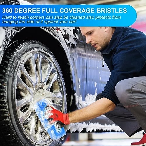 2 Pcs Car Wash Brush Heads Soft Bristle Flow Thru,10 Inch,Blue