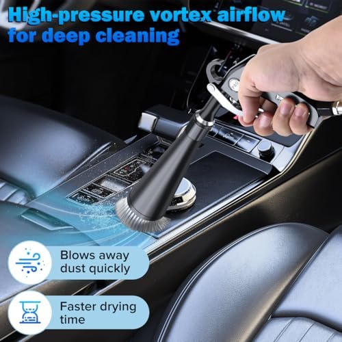 Dry Cleaning Gun,High-Pressure Air Blow Gun,Car Cleaning Gun,Air Nozzle Blow Gun, Car Air Blow Gun with 2 Nozzles,Works with Air Compressor and Quickly removes Surface Dirt and dust