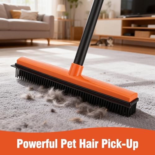 Rubber Broom for Pet Hair on Carpet & Hardwood