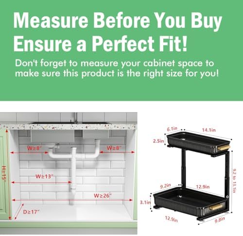 Under Sink Organizer - 2 Pack Multi-Purpose Pull-Out Storage Shelf