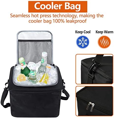 Car Trunk Organizer with Insulated Cooler Bag, Foldable & Waterproof Storage Organizer with Lid for SUV, Truck, Sedan - 4 Large Adjustable Compartments, Heavy Duty & Collapsible Design