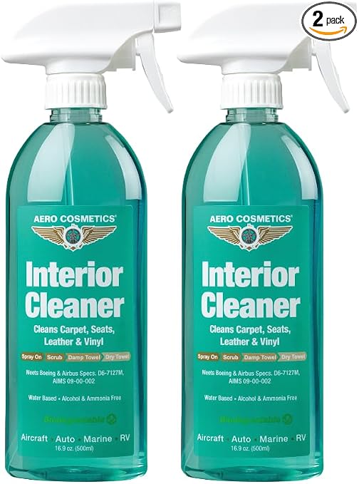 Aero Cosmetics Interior Cleaner, Carpet Cleaner, Seat Cleaner, Fabric Cleaner, 16.9 Fl oz (2-Pack) Aircraft Quality for 
