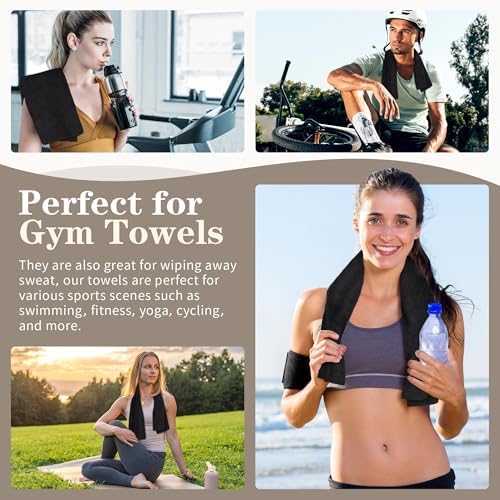 Salon Towels 12 Pack, Black Microfiber Hair Towels (16 x 27 in)