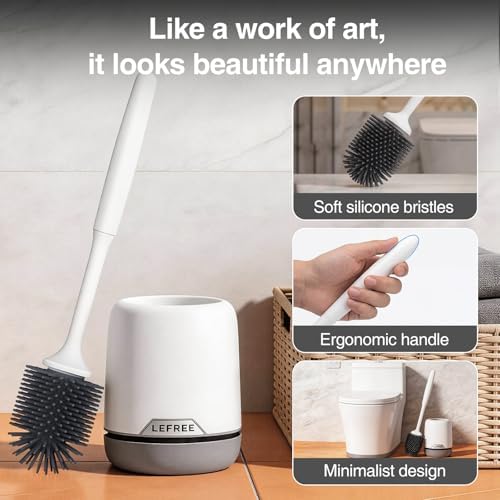 Silicone Toilet Brush and Holder Set - Bathroom Brush