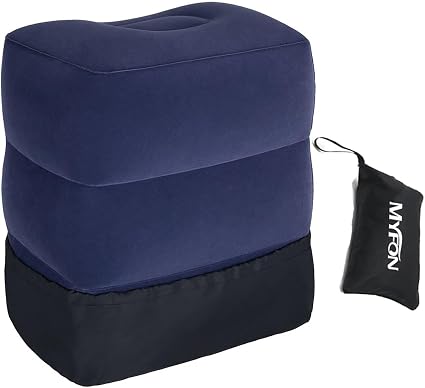 Inflatable Travel Foot Rest Pillow, Adjustable Height Leg Rest Pillow for Cars, Home, Office, Trains, Airplane, Make a F