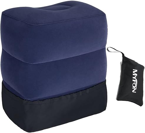 Inflatable Travel Foot Rest Pillow, Adjustable Height Leg Rest Pillow for Cars, Home, Office, Trains, Airplane, Make a F