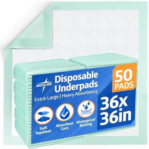 Super Absorbent Underpad, 36" x 36", 50 Count, Extra Large Disposable Incontinence Pads, Protective Bed Pads, Chucks, For Kids, Adults, Elderly, Furniture & Surface Protection Pee Pad