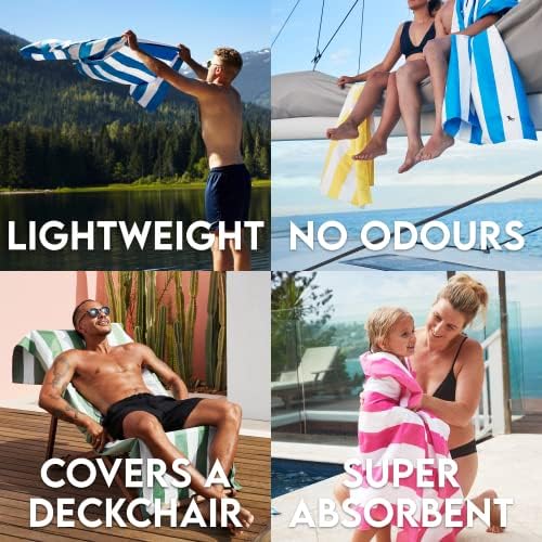 Beach Towel - Quick Dry, Sand Free - Compact, Lightweight - 100% Recycled - Includes Bag - Cabana Light - Lombok Lilac - Large (160x90cm, 63x35)