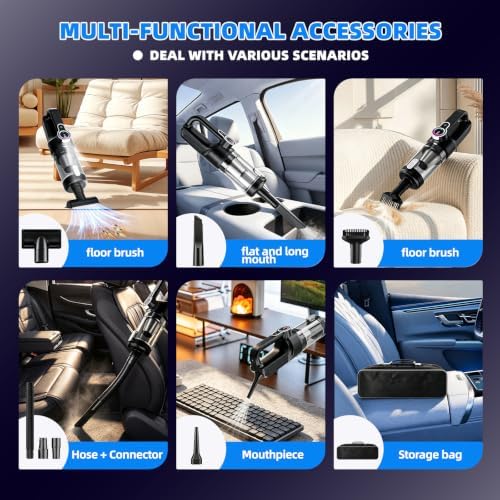 Car Vacuum Portable Cordless, 20000Pa Handheld Vacuum Cordless & Air Duster