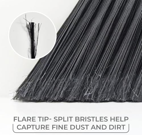 Strong Sweep Broom and Dustpan Set with Detail Brush | Indoor Outdoor Heavy Duty Stiff Bristle Broom | Step-On Dust Pan
