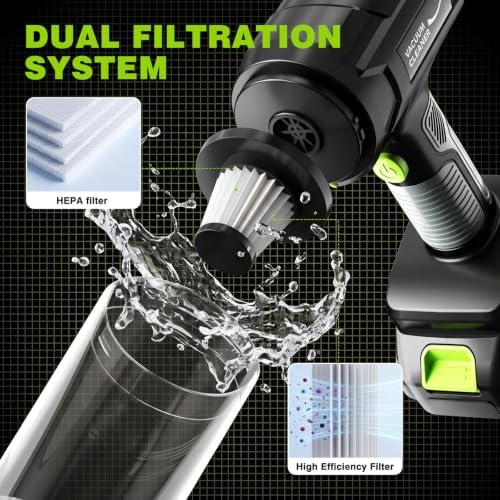 Car Vacuum Portable Cordless,35000Pa High Power Strong Suction,6-in-1 Rechargeable Handheld Vacuum with 2 Batteries & Charger for Car Interior,Home,Pet Hair & Keyboard