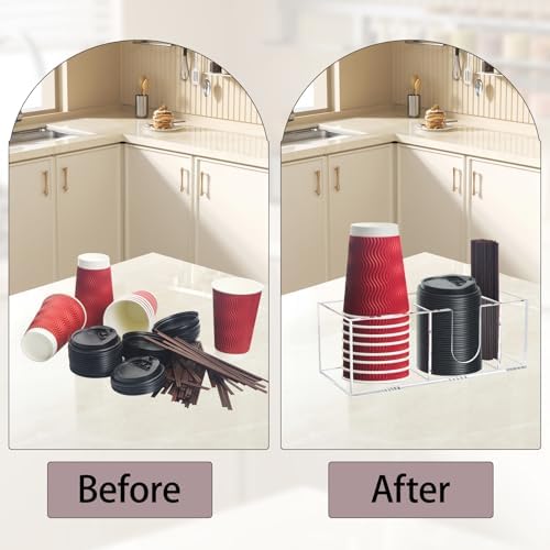 Coffee Cup Holder for Countertop, Acrylic Coffee Station Organizer