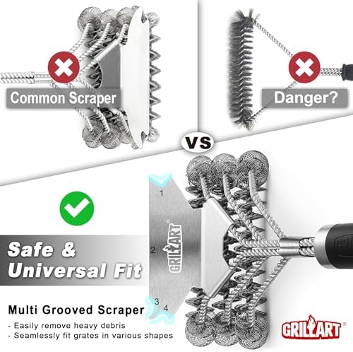 Grill Brush & Bristle Free Outdoor BBQ Scraper, Safe 18'' Stainless Cleaner