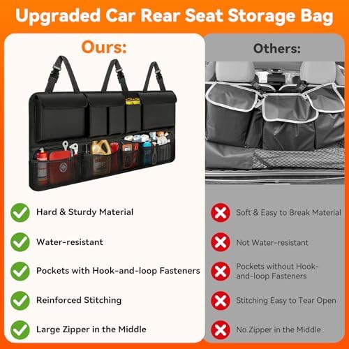 Trunk Organizer for SUV, Car Organizers and Backseat Hanging Storage,Black