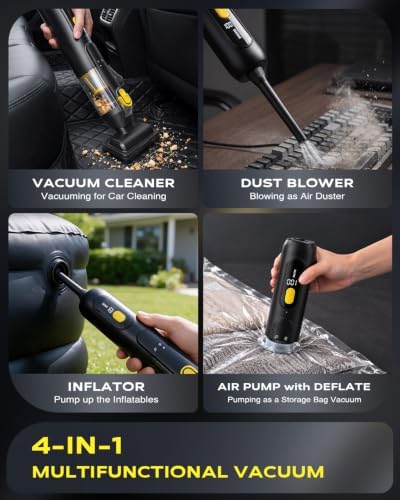 Handheld Vacuum Cleaner 20000PA High Power, 4-in-1 Mini Car Vacuum