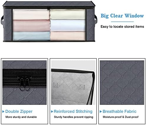 4-Pack Clothes Organizer Storage Bags, 35L Storage Bins,Gray