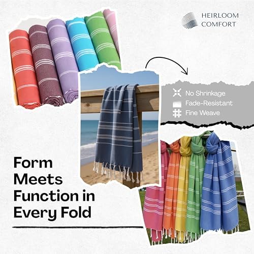 Oversized Beach Towels 6 Pack, 40"x71", Quick Dry, 100% Cotton, Sand Free, Absorbent, Bath, Pool, Spa & Travel Towels, Lightweight, Machine Washable - Tropical Bliss Colors