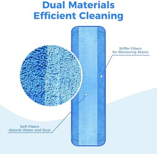 12-Pack 18 Inch Microfiber Mop Pads Compatible with Bona, Washable Reusable