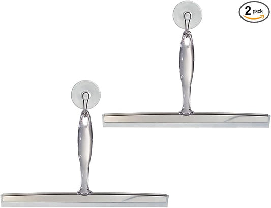 iDesign Bathroom Shower Squeegee with Wall Hook - Set of 2 - Clear/Stainless Steel