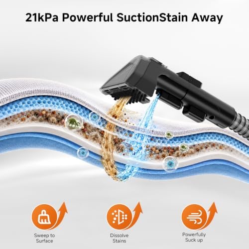Portable Carpet Cleaner & Upholstery Cleaner Machine, 21Kpa Handheld Spot Cleaner Machine Deep Cleaning for Pet Stains, Couch, Car, Rug, Furniture Shampooer with Self-Cleaning Tools, White