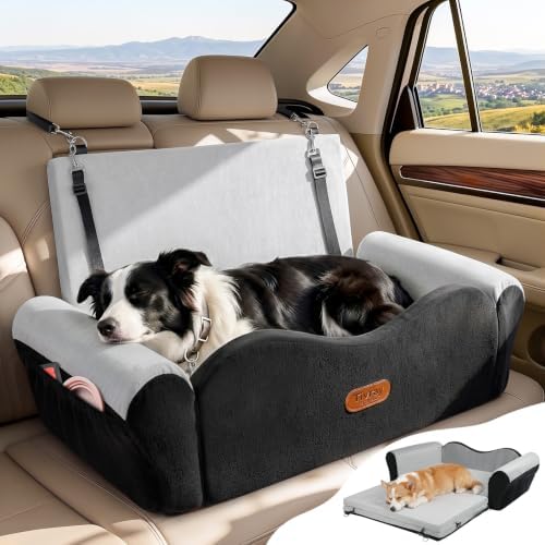 Elevated Dog Car Seat for 2 Small Dogs / 1 Large Dog Up to 60 LBS