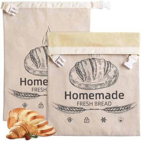 2 Pack Beeswax Bread Bags for Homemade Sourdough Reusable Beeswax Bread Bag