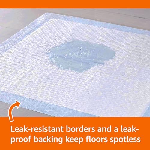 Super Absorbent Dog and Puppy Potty Pads, Leak-Proof 5-Layer Design with Quick-Dry Surface for Housebreaking, Heavy Duty Absorbency, X-Large, 28 x 34 Inch, Blue & White, 25-Pack