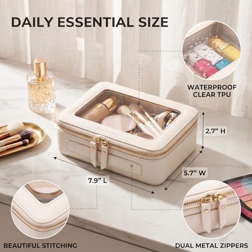 Clear Makeup Bag Organizer, Travel Cosmetic Case Medium White