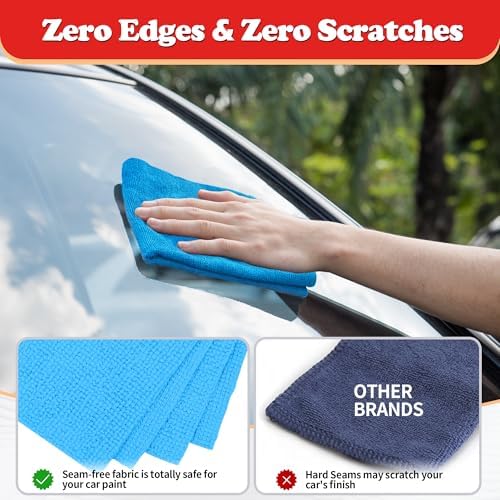 Shop Towels, Microfiber Cleaning Cloth Bulk, 200 Pack Microfiber Towels for Cars, All-Purpose Absorbent Cleaning Rags, Dust Cloth for Automotive, Mechanic, Garage, Bar, 11.5 x 11.5 inch