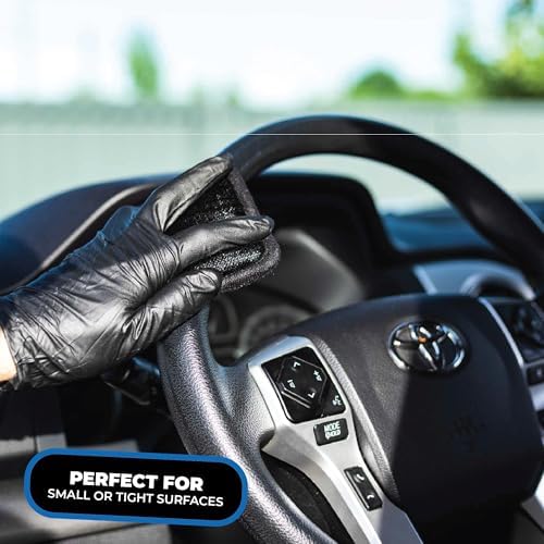 Interior Scrubber - Soft Microfiber Pad Safe for All Automotive Interior Surfaces; Deep Cleaning with Scratchless and Streak-Free Finish - 4 Pk