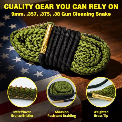 9mm Gun Cleaning Kit with 30ml Oil, Snake & Bronze Brush with Portable Case