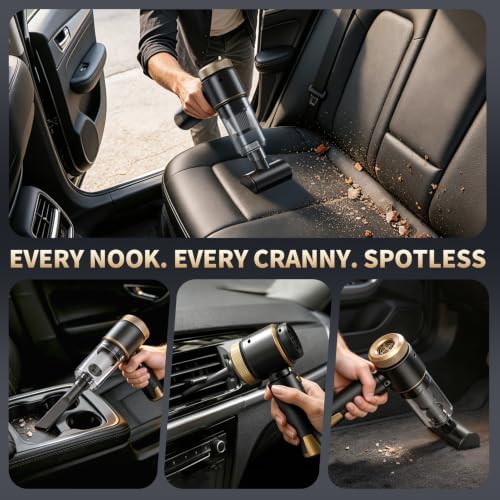 Car Vacuum, 20000PA Powerful Suction 6000mAh up to 40 Minutes Black