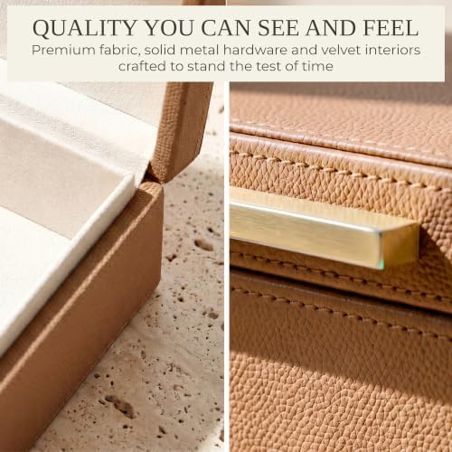 Decorative Storage Boxes with Lids - Set of 2 PU Leather Organizer Bins
