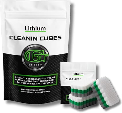 Lithium Cleaning Cubes- Hydrating Car Cleaner Interior for Leather, Plastic, Carpet, Vinyl, and Tesla Vegan Leather - No