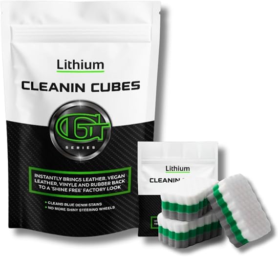 Lithium Cleaning Cubes- Hydrating Car Cleaner Interior for Leather, Plastic, Carpet, Vinyl, and Tesla Vegan Leather - No