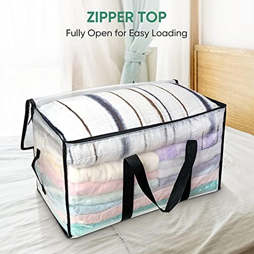 4-Pack Oversized Moving Bags with Reinforced Handles, Heavy-Duty Storage Tote for Clothes, Moving Supplies (Clear, 4-Pack)