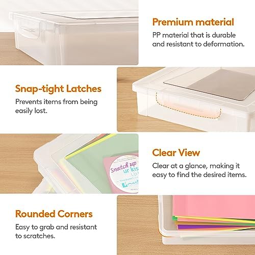 5 Qt Clear Storage Bins with Lids, 4 Pcs