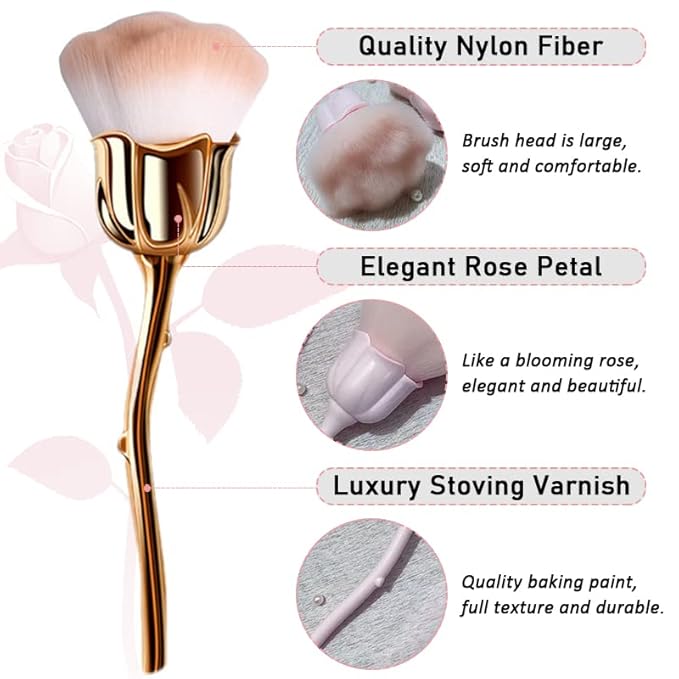 1Pc Acrylic Nail Brush Cleaner Nail Brushes for Cleaning Dust Large Powder Brush Makeup Blush Brush Dust Brush for Acrylic Nails Manicure Brush Remover Nail Art Tools (Gold-1)