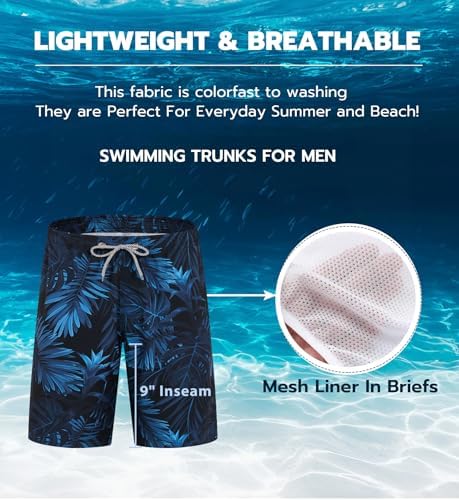 Men's Swim Trunks 9 inch Bathing Suit Big & Tall