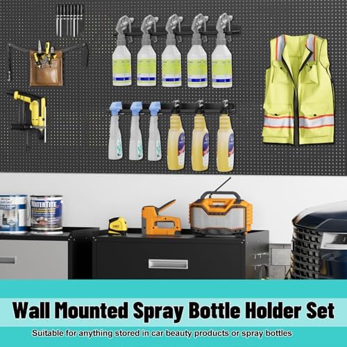 2Pcs Metal Spray Bottle Holder Wall Mount Car Detailing Garage Storage Rack