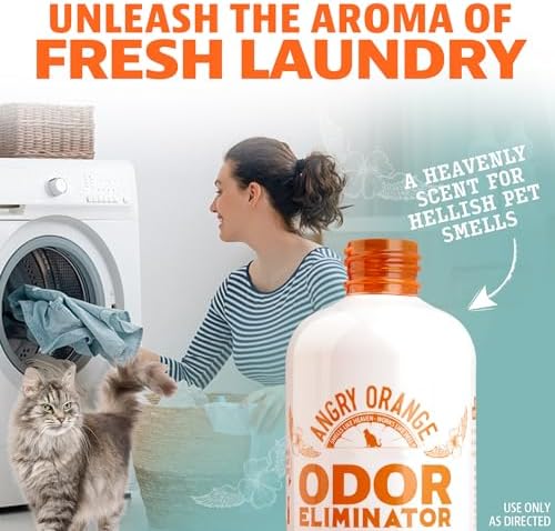 Angry Orange Pet Odor Eliminator Concentrate for Cat Urine and Smells - Fresh Scent - 8 oz (Makes 128 oz of Cleaner)